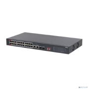 DAHUA DH-S3226-24ET-240 24-портовый неуправляемый коммутатор с РоЕ, 24xRJ45 100Mb PoE, 2хКомбо SFP/RJ45 1Gb uplink, суммарно 240Вт, коммутация 8.8 Гбит/с, MAC-таблица 8К Товар под заказ
